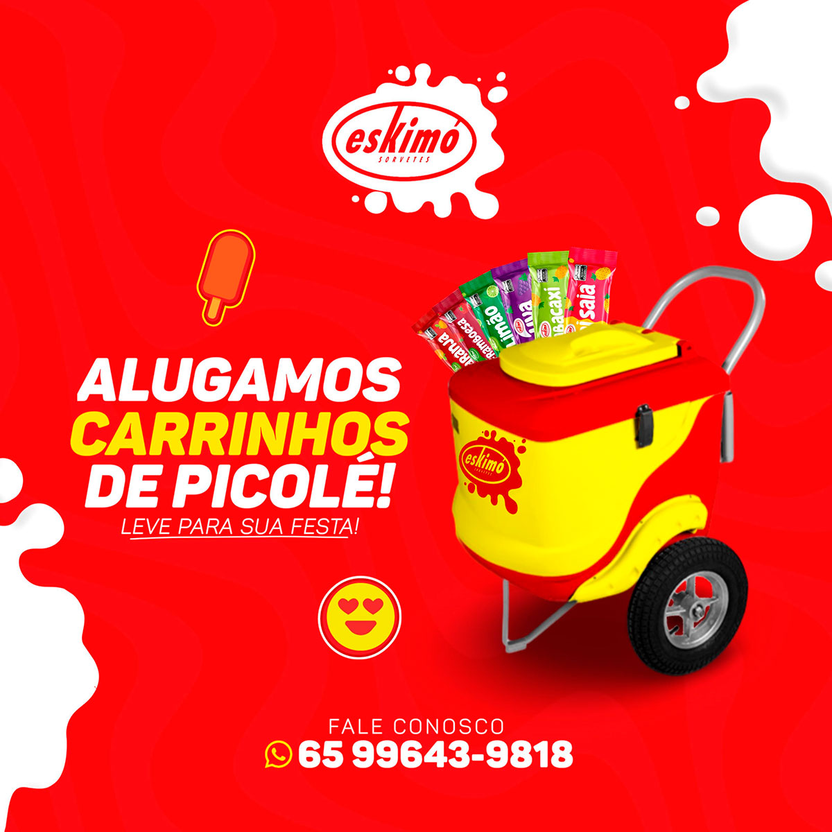 Sorveteria Eskimó é referência em sabor, qualidade e preço acessível em Cáceres-MT. Oferecemos sorvetes, picolés, cremosinhos, açaí e outras delícias para saborear onde e quando quiser.